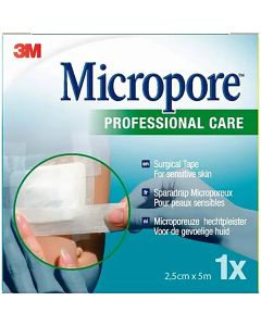 MICROPORE 2,5CMX5M SURGICAL TAPE (gamme professionnelle) BLANC